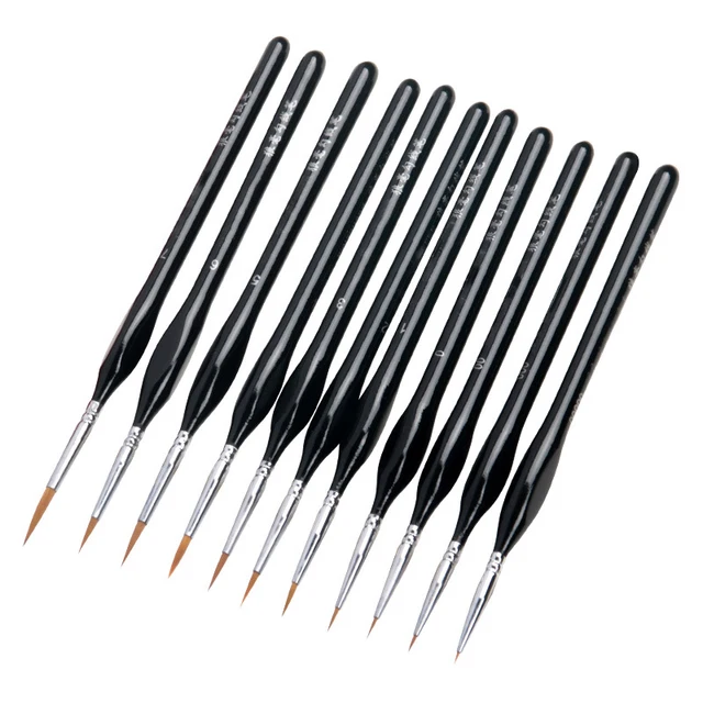 weasel hair Triangle birch rod fine nail art students special line drawing gouache color stroke oil brush 4colors hook line pen 00000 00 2 4 6black