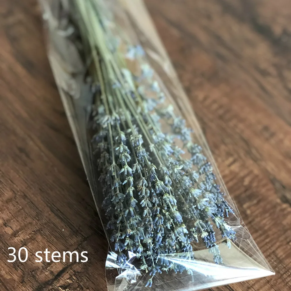 Lavender 30 stems 30 шт. Натуральные сушеные цветы кролика, ромашка, пшеница, лаванда, настоящий букет цветов для украшения дома, свадьбы, кролик, хвост, трава, букет - Цвет: Lavender 30 stems