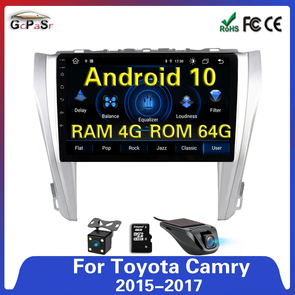 4G + 64G Android 10 для Toyota Camry 2015 2016 2017 двойной 2 Din Автомобильный мультимедийный GPS