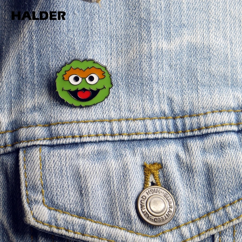 BR0024 halder Улица Сезам Элмо птица Печенья Монстр Оскар Grouch броши-Значки для лацкана одежда значок для рюкзака украшения из джинсы