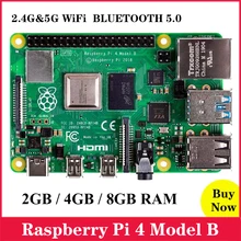 Raspberry original pi 4 modelo b 2gb/4gb/8gb ram, bcm2711 quad core Cortex-A72 braço v8 1.5ghz 2.4/5.0 ghz wifi bluetooth 5.0 rpi 4b