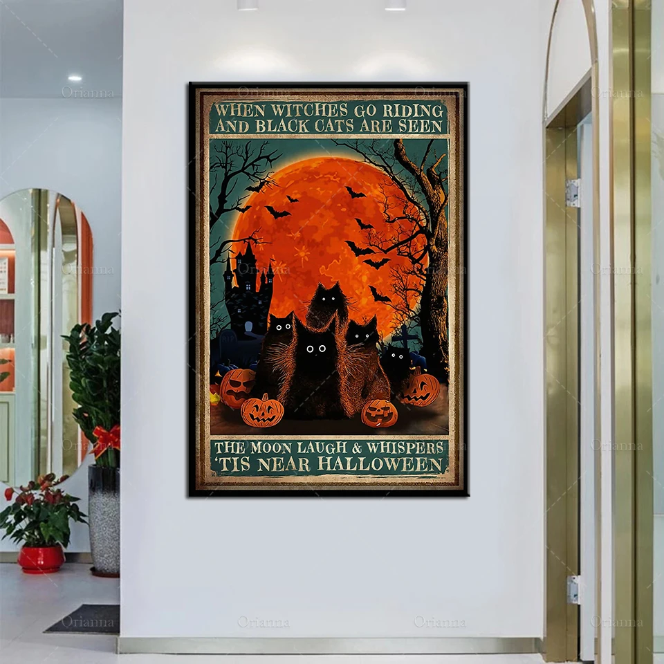 

Винтажный постер с изображением черной кошки во время сериала «Ведьмы»