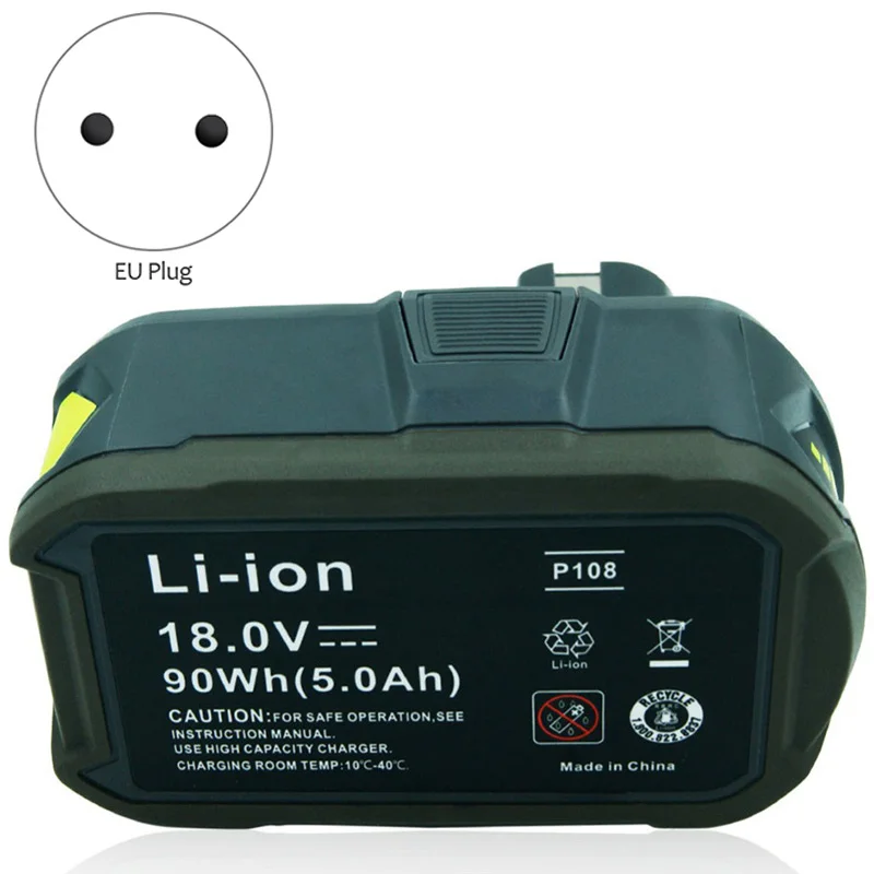 P117 зарядное устройство для Ryobi 9,6 V-18 V+ 1PC 18V 5000MAH литиевая батарея Замена для Ryobi P108(батарея с зарядным устройством) EU Plug