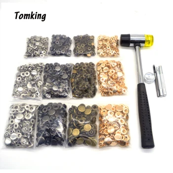 

New each 120sets Snap Buttons+ 2 Tools Metal Press Studs Snap Fasteners for Sewing Leathercraft Clothes Bags Bracelet Belt