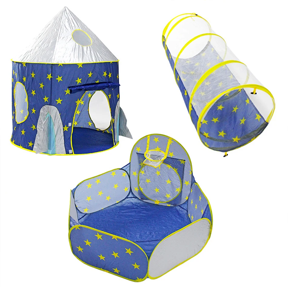 3 в 1 ракета детская палатка Складной Детский космический корабль палатка ракета корабль мяч коробка мягкий мяч бассейн детский игровой дом