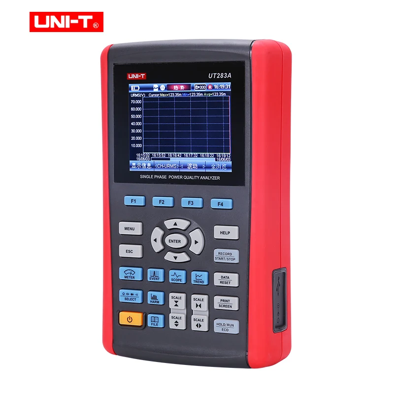 UNI-T UT283A однофазный анализатор качества мощности; Пусковой ток/время гармоник/щелчок измерения/регистрации данных