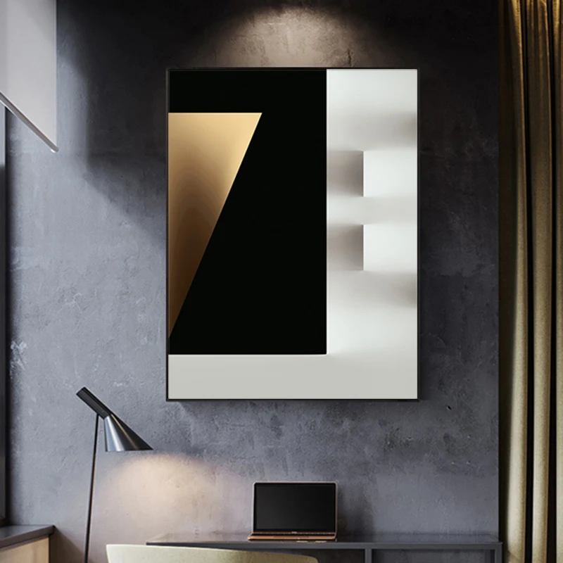 Modern Abstract Rectangle Canvas Wall Art Posters Print For Living Room