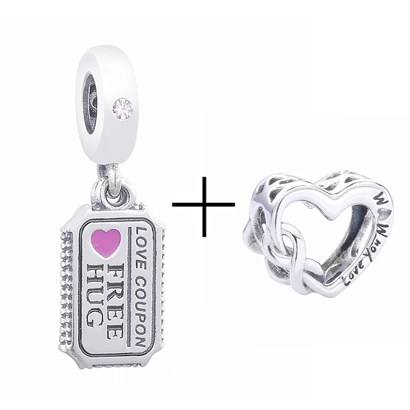 2 шт./лот купоны в виде сердечек бусины подвески подходят для брендовых браслетов