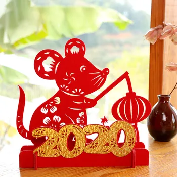 

Chinese New Year Red Rat Desk Tabletop Decor Ornament Year of The Mouse Spring Festival Decoration for 2020 New Year Home Supply