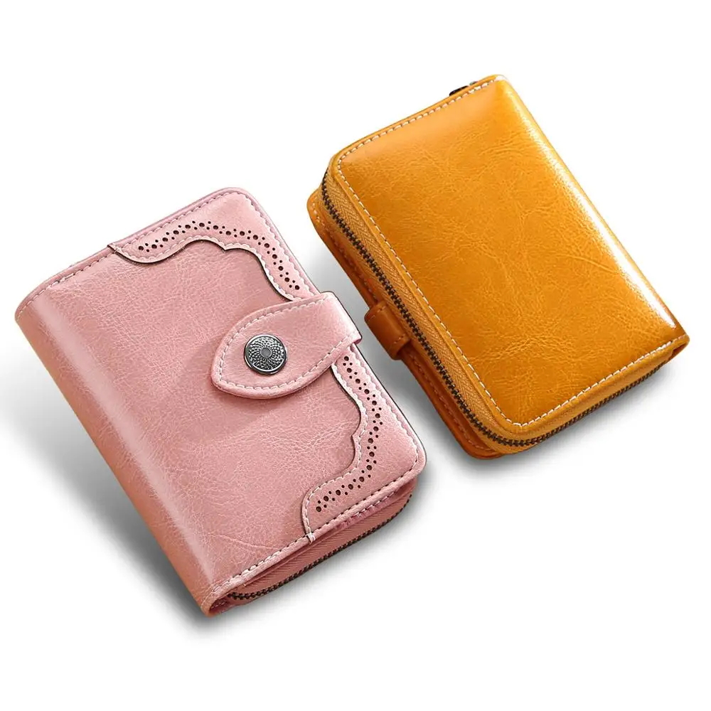 Модный женский короткий кошелек RFID на молнии, кошелек для монет из натуральной кожи, Повседневный Женский держатель для карт