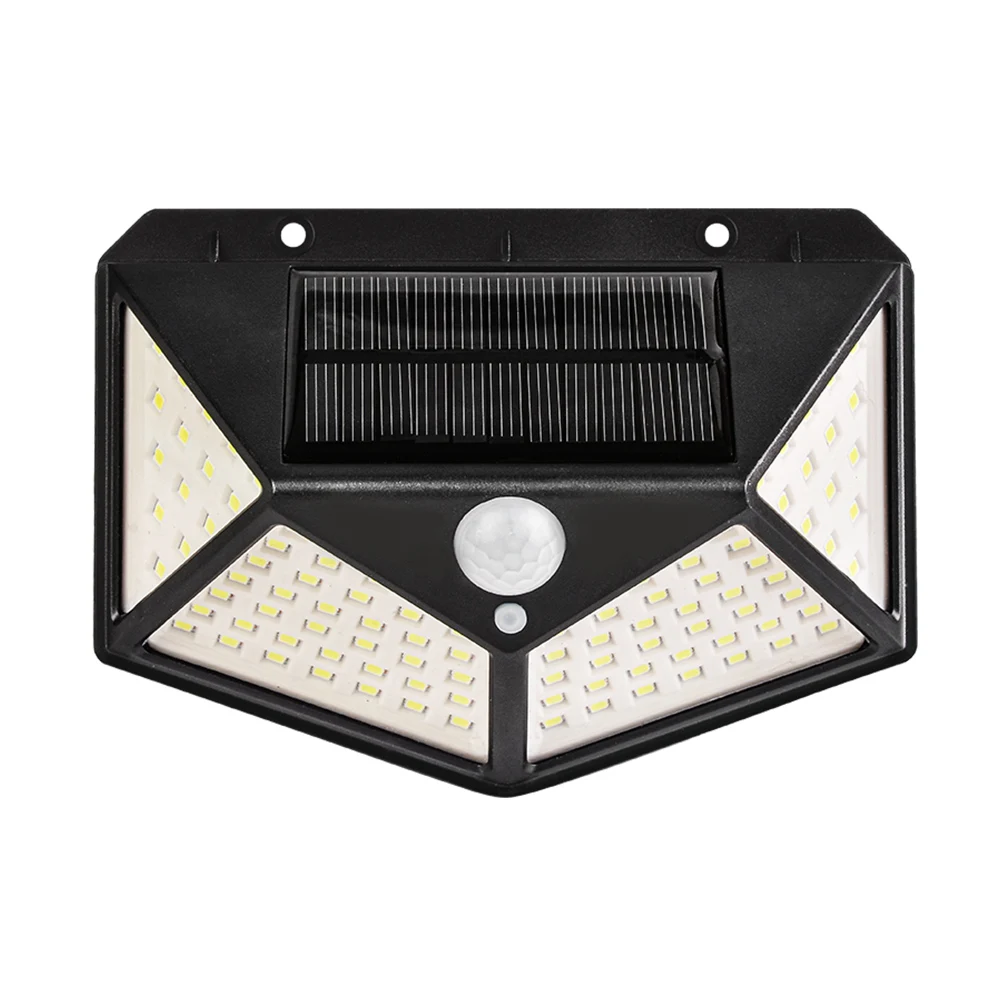 1pc 100 LED Садовые лампы для двора, настенный светильник, уличный светильник 100 светодиодный светильник на солнечной энергии, четырехсторонний, 3 режима, угол 270 градусов, датчик движения, водонепроницаемый - Испускаемый цвет: 1pc 100 LED