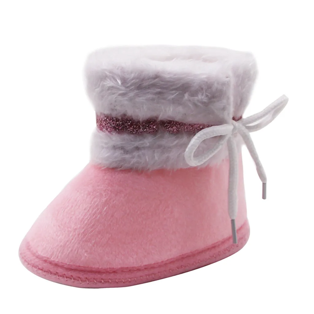 Г. Обувь новорожденного для маленьких мальчиков и девочек, Мокасины, Нескользящие зимние кашемировые ботинки с плюшевой подкладкой для малышей 95 - Цвет: Pink