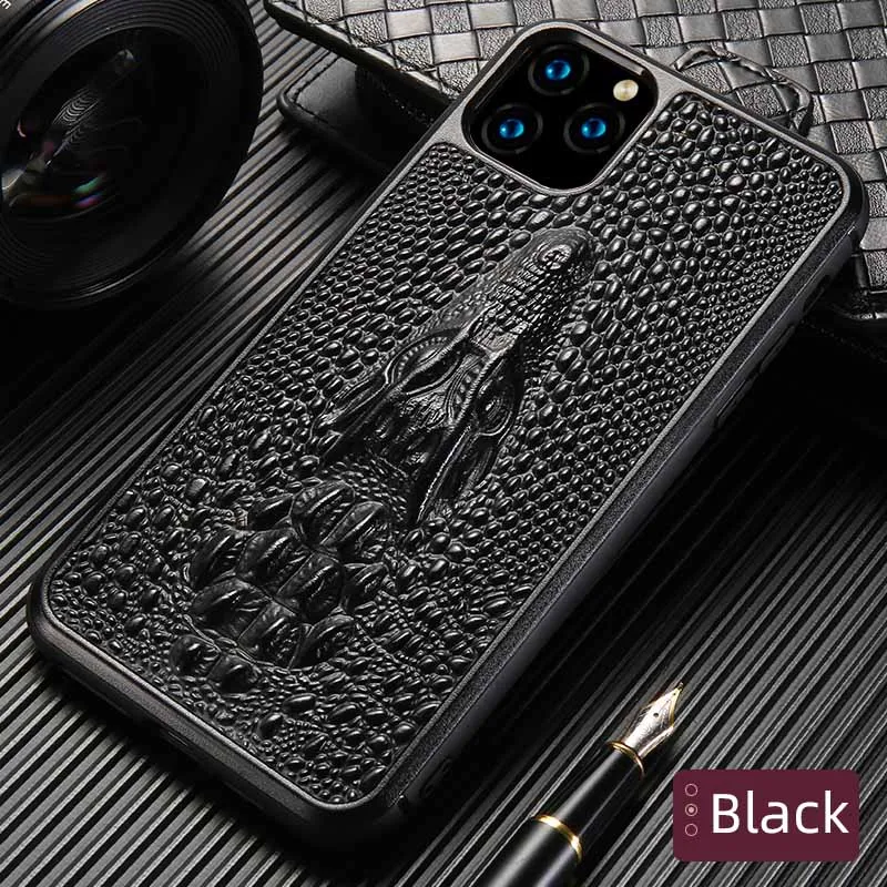 Натуральная кожа 3D кран чехол для телефона для iPhone 11 11 Pro 11Pro max 6 6S 7 8 7plus 8plus X XS max XR анти-осенняя крышка - Цвет: black