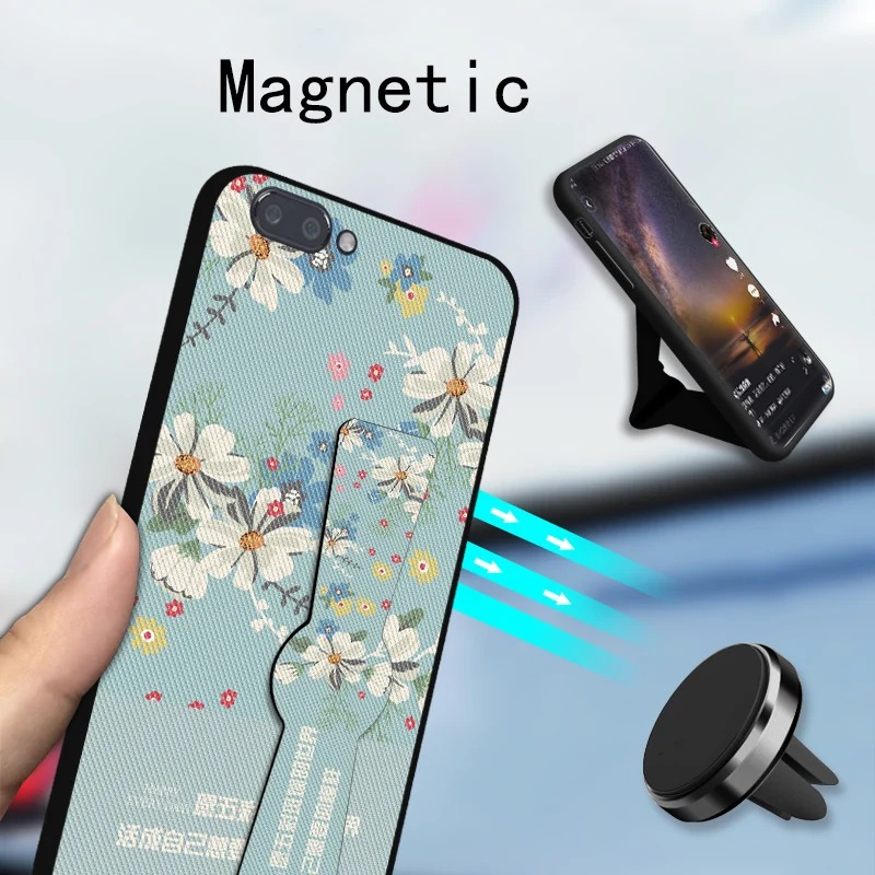 Роскошный чехол с магнитным держателем для OPPO R9 R9S R11 R11S Plus из ТПУ цветочным