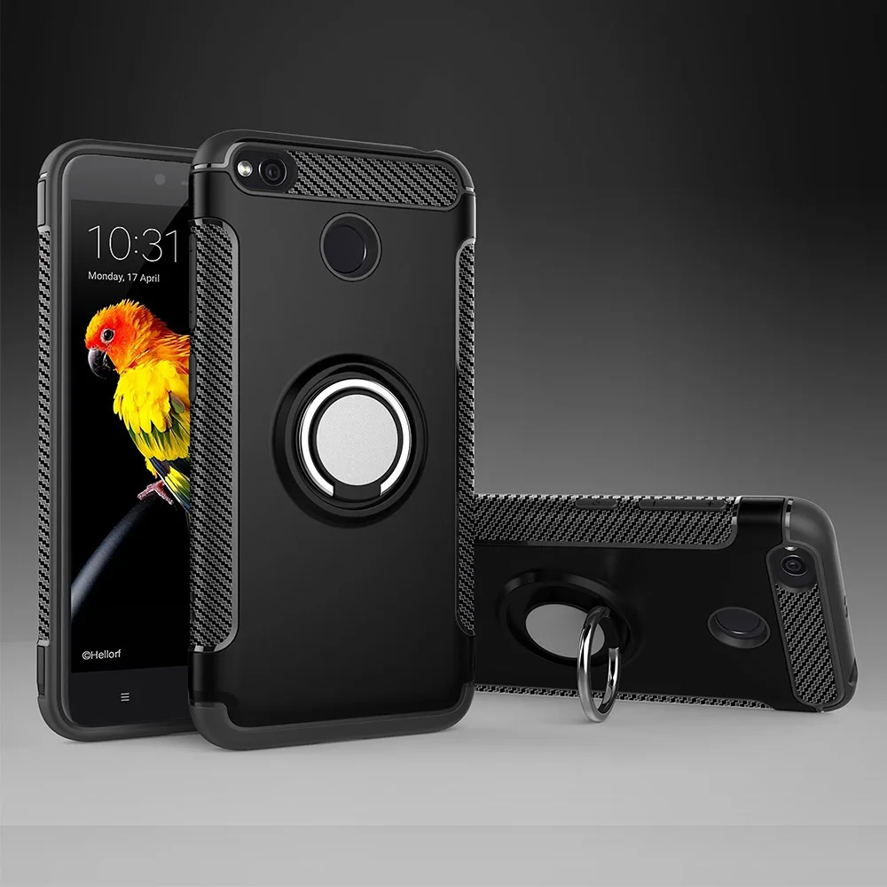 Black Противоударный чехол для Xio mi Red mi 5 Plus Note 5A с магнитным кронштейном чехол с кольцом для пальца для Xiaomi mi A1 A2 Red mi 4X Note 4X чехол - Цвет: Black