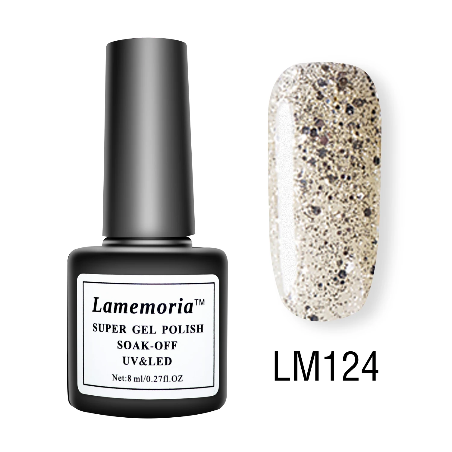 LM124 Lamemoria, 8 мл, Гель-лак для ногтей, светильник с синими блестками, долговечный Гибридный Гель-лак для ногтей - Цвет: LM124