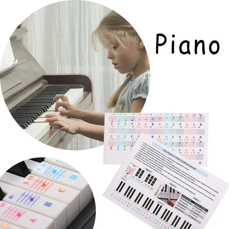 Прозрачная Съемная наклейка на клавиатуру пианино s электронная наклейка на фортепиано спектр Символ наклейка в музыкальном стиле заметки 54/61 или 88-key