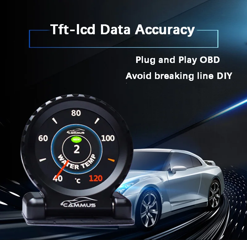 I-Round измерительное устройство с ЖК-экраном с прямой вилкой OBD lcd Секундомер Многофункциональный RPM температура воды турбо для BMW