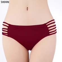 SHEKINI, женские сексуальные одноцветные стринги с ремешками, дерзкий бикини, низ, пляжная одежда, низкая посадка, купальник, летний, для плавания, Brife