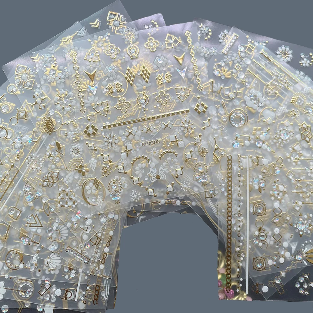 30pcs 3d Nail Sticker Gold Diamond Decal Stick Nails Selfadhesive