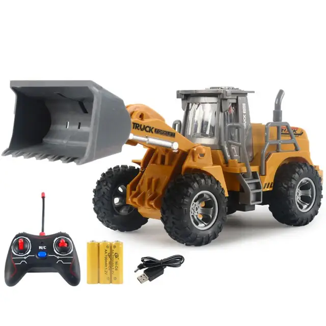 Children USB Charge Remote Control Excavator Construction Vehicle Model Toy Gift RC Car Toys For Boys Kids Birthday Gifts 2