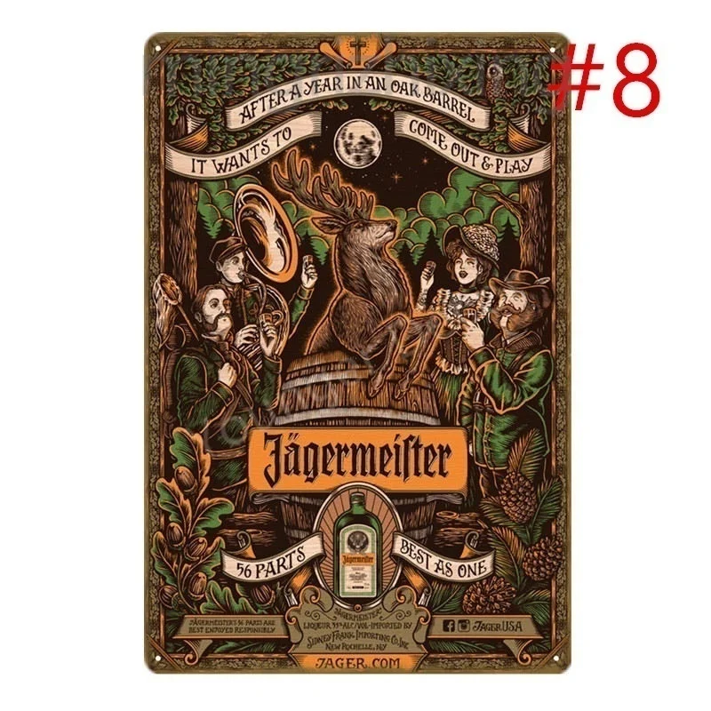 Alcohol Drink Jagermeister Deer Head Poster Classic Wall Sticker Home Bar Decor Vintage Metal Plaque Whiskey Wine Tin Sign YD002