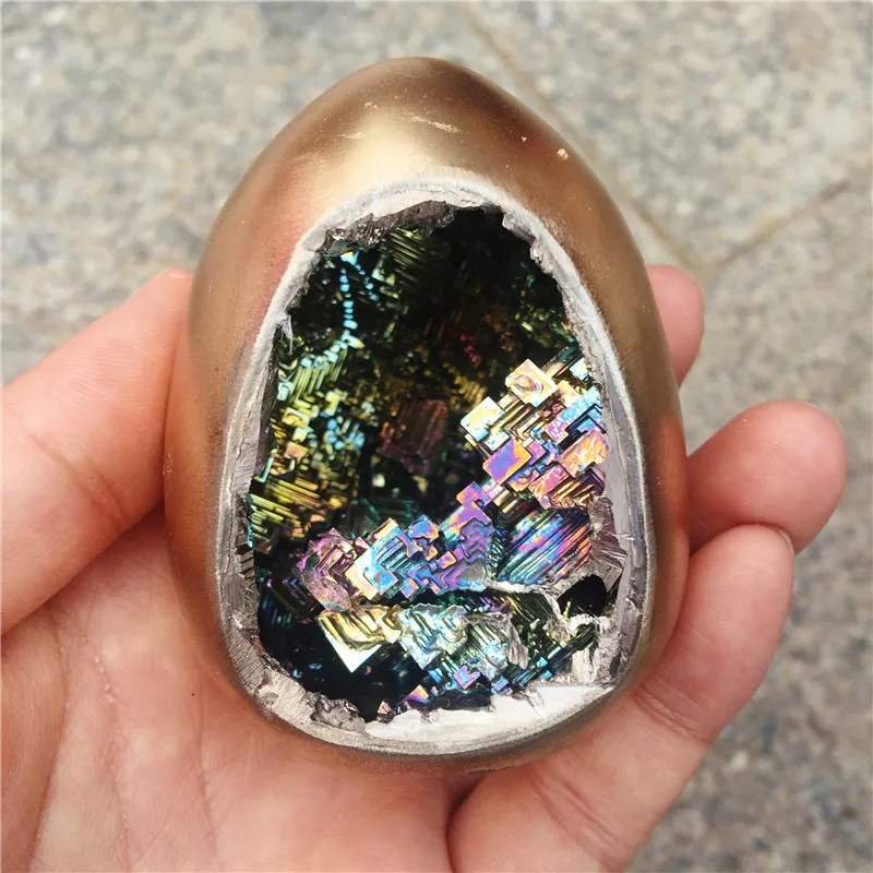 Beautiful Mineral Specimen Bismuth egg Crystal Iridescent Minerals Rocks Home furnishing articles 1pcs