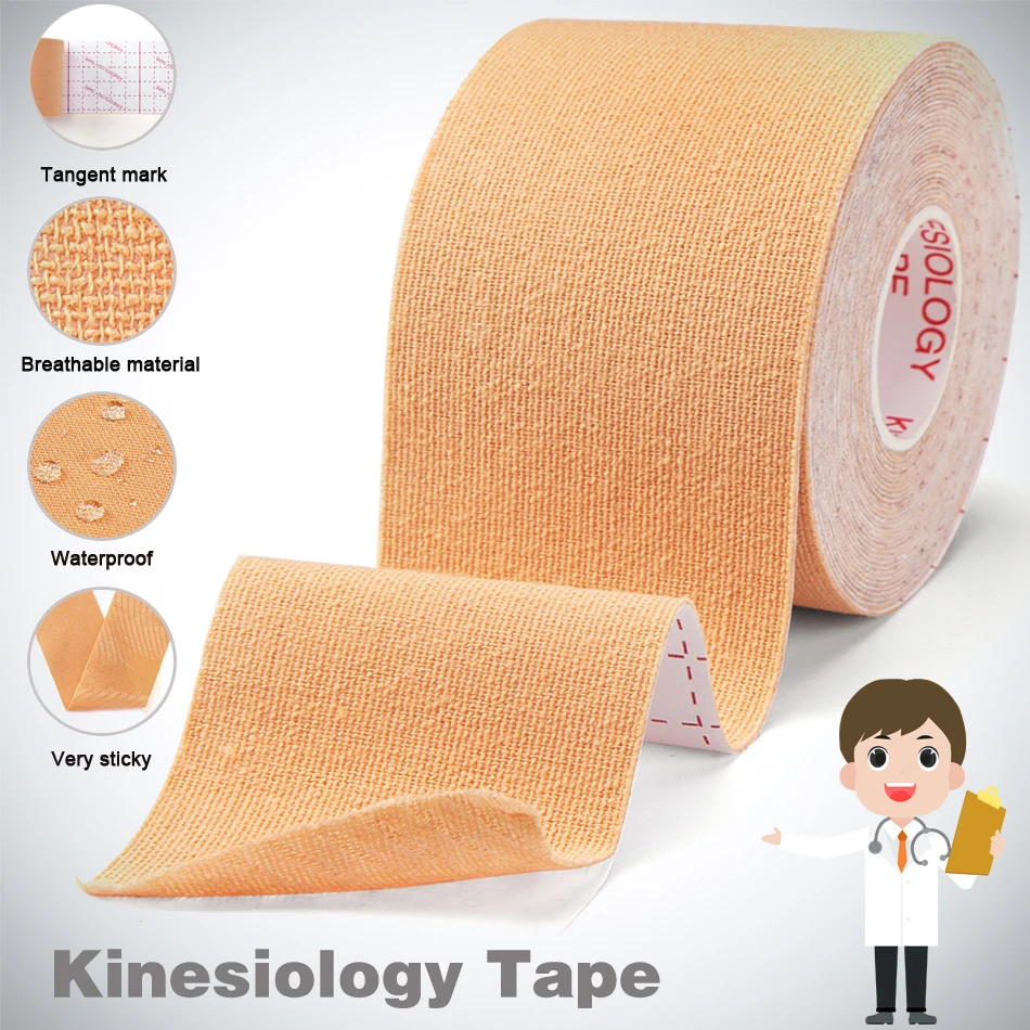 Kinesiology Tape WOSWEIR－Kinesiology Tape Athletic Recovery Elastic Tape Kneepad Muscle Pain Relief Knee Pads Support for Gym Fitness Bandage