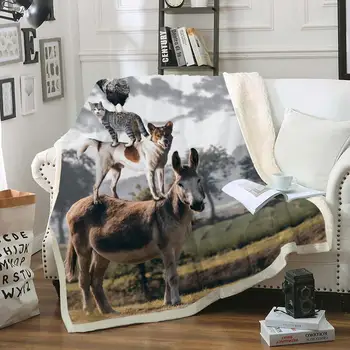 

Animal Kids Blanket Wild Animal Throw Blanket Grey Sherpa Fleece Blanket Boys Girls Throw Blanket Soft Bed Blanket for Bedroom