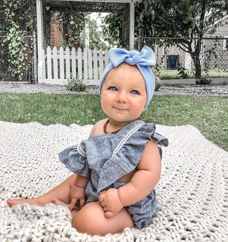 Nishine Soft Baby Bubble Texture Rotating Ear Knot Headband Newborn Toddler Headdress Headwraps Girls Children Headwear