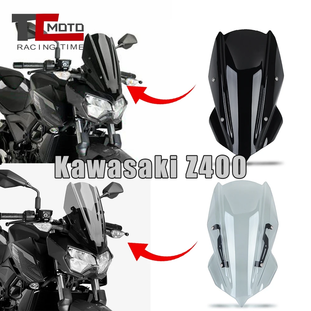 For Kawasaki Z400 Windscreen Windshield With Bracket Mount For Kawasaki