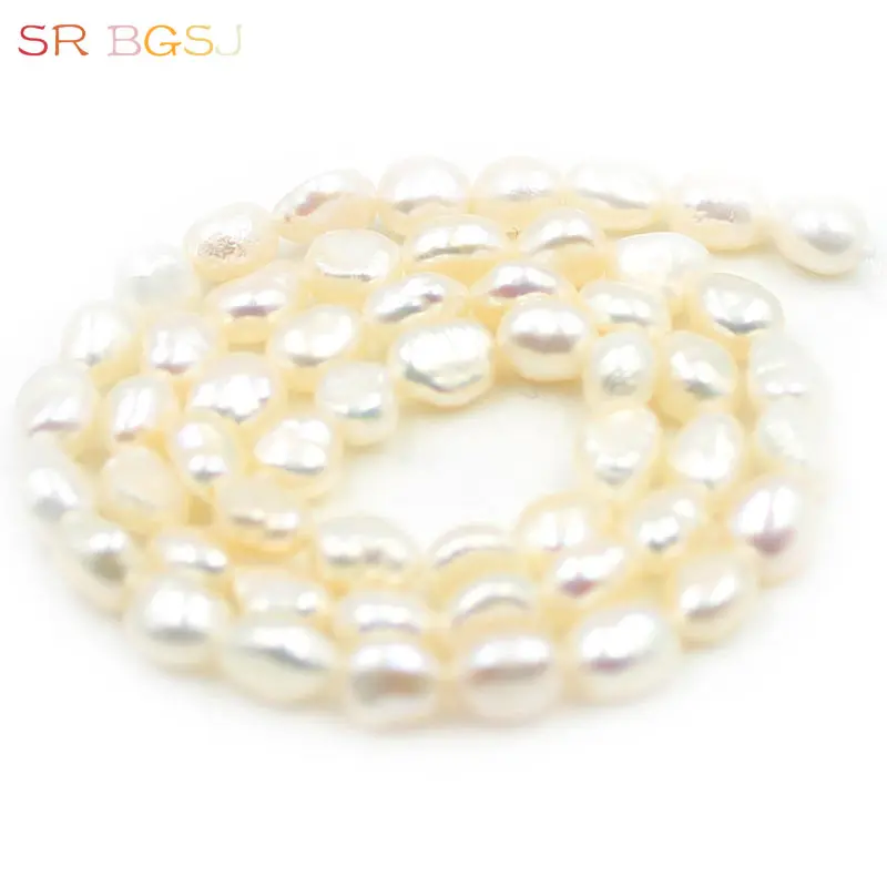 5x7 мм мини небольшой произвольной формы барокко риса пресноводный натуральный жемчуг под заказ Spacer Seed Beads Strand 15" - Цвет: White