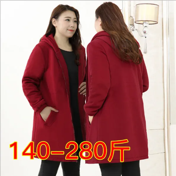 Осенне-зимнее женское пальто, Женская куртка 10xl размера плюс, верхняя одежда с длинным рукавом и капюшоном, женское повседневное Свободное длинное красное пальто fw697