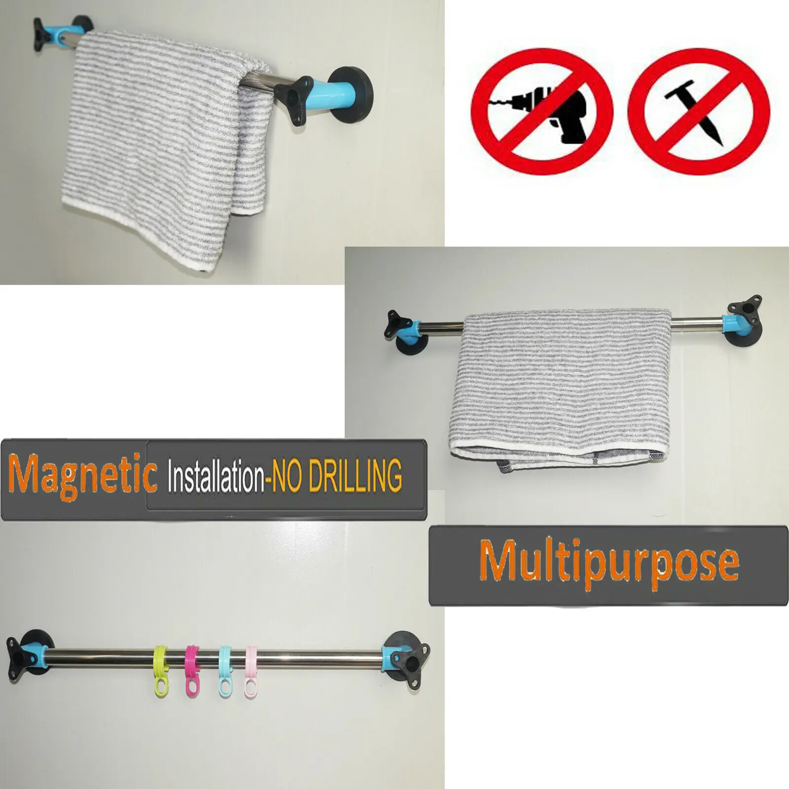 Towel Rail Traditional Polished Chrome Tube u0026 2 Magnetic End Brackets |  18-inch - Towel Racks - AliExpress
