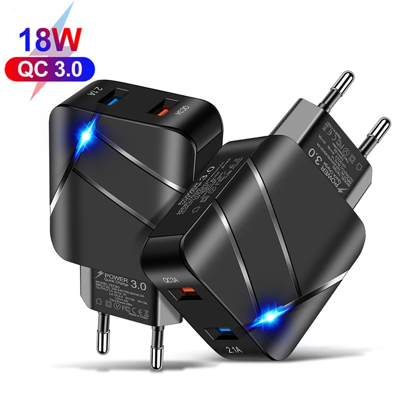 

Quick Charger 3.0 USB Fast Charger 3.0+2.4A Dual Ports Power Adapter for Samsung iPhone Xiaomi Huawei Google QC3.0 Wall Charger