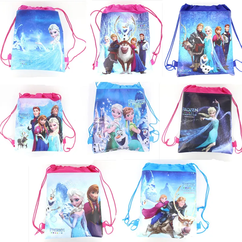 12pcs/lot Frozen Freezing Anna Elsa Snow Queen Non-woven Fabrics Drawstring Backpack Schoolbag Shopping Gift Bag | Дом и сад