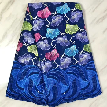 

2020 High grade Swiss Cotton lace for clothing ,embroidery cord lace PS116 African cotton lace fabric in royal blue