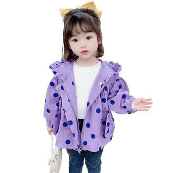 

Coat For Girl Dot Pattern Girl Coat Outerwear Autumn Childrens' Jacket Casual Style Baby Girl Clothes