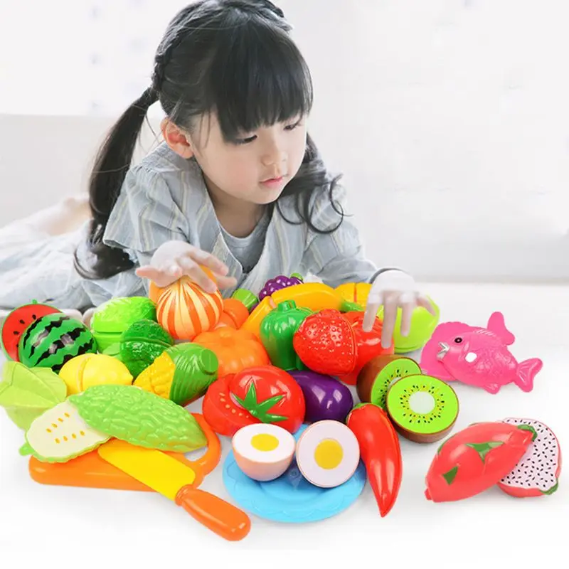 37 Pcs Fruit Vegetable Cutting Plastic Food Educational Toy Kid Pretend Play Toy