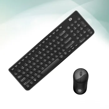 

Effective Wireless Ultra-thin QWERTY Keyboard Optical Mouse Combo Kit with 1PC AA and 1PC AAA Batteries for PC /MacBook (Black)