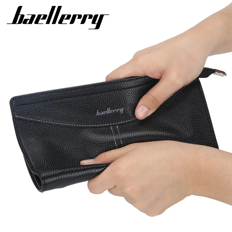 Мужские кошельки baellerry Длинный кошелек на молнии для мужчин клатч деловой мужской кошелек винтажный большой кошелек кожаный кошелек