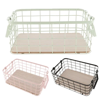

Wrought Iron Storage Basket Snack Fruit Kitchen Desktop Storage Basket with Handle Sundries Container for Home Kitchen Office