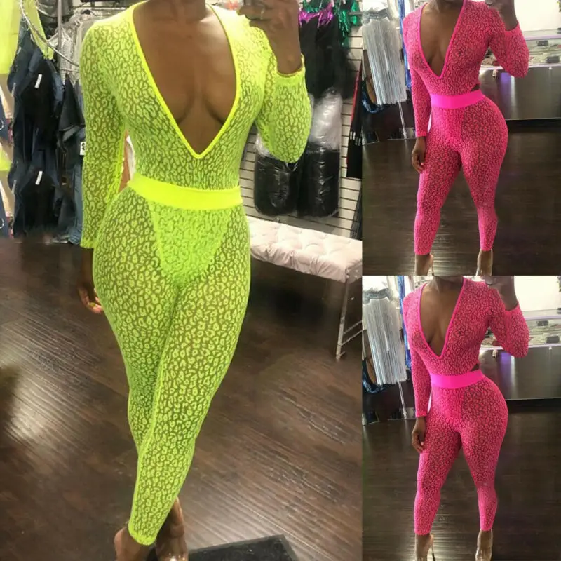 Sexy Mesh Teddies Long Bodysuits Women's See Through Body Stocking Lingerie Fishnet Babydoll Sleepwear Nightwear