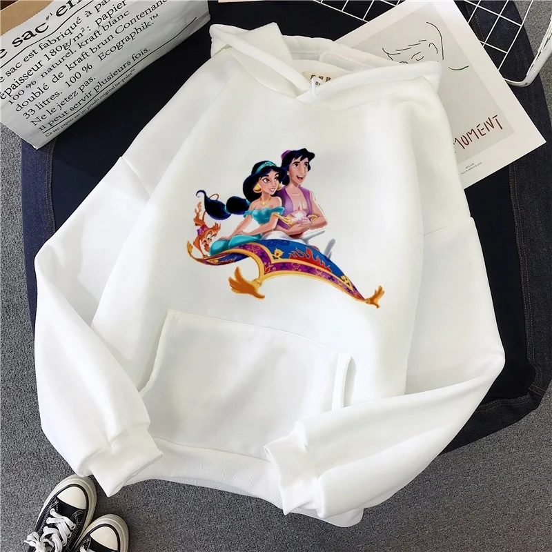 Женские толстовки с капюшоном Aladdin, новые зимние женские белые толстовки Sudadera Mujer, модная женская Толстовка Harajuku, эстетическая одежда для женщин