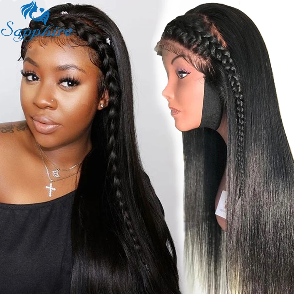 Sapphire Straight Peruvian Pre Plucked Full Lace Human Hair Wigs Glueless Full Lace Wigs Natural Full Lace Wig With Baby Hair