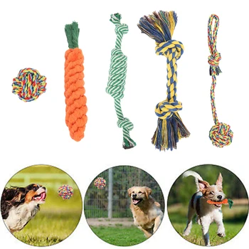 

5pcs High Quality Pet Chew Rope Pet Supply Cotton Chew Knot Toy Durable Braided Bone Rope Dog Teething Toy for Training Supplies