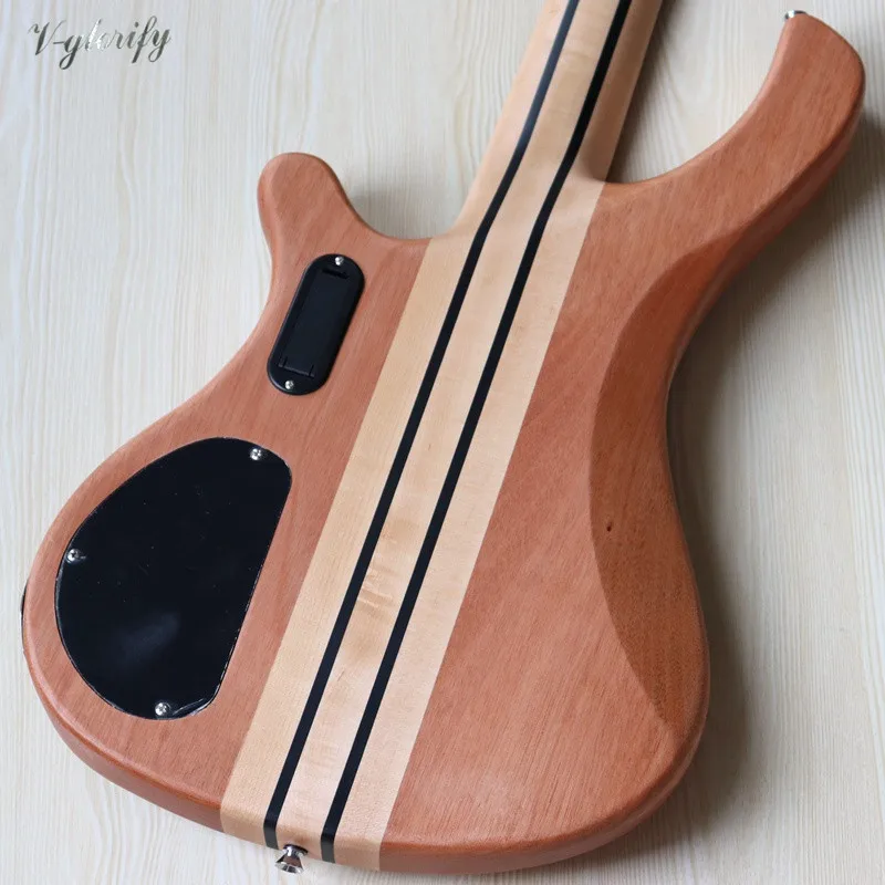 5 струн шеи через zebrawood top активная бас гитара 43 дюйма твердый дерево окуме тела