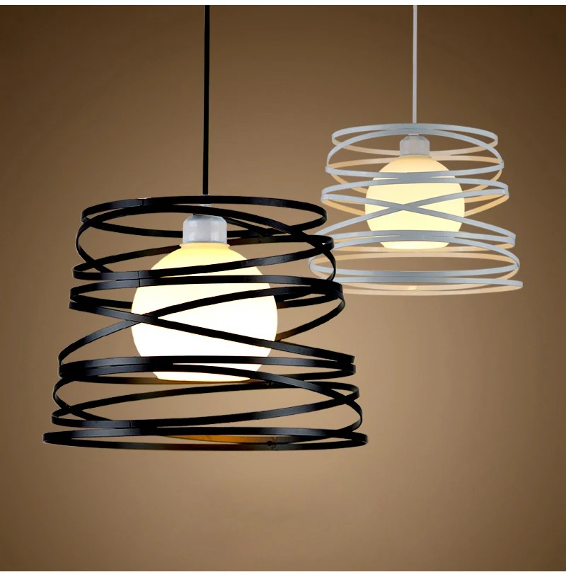 Светодиодный подвесной светильник, современная форма, спиральная лампа с одной головкой, железный арт, подвесной светильник для ресторана, кухни, кофейни, осветительные приборы