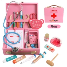 34 шт. Детские деревянные игрушки Детский Набор доктора игрушки Портативный Медицинский Набор Моделирование Медицинский шкаф Развивающие игрушки для детей