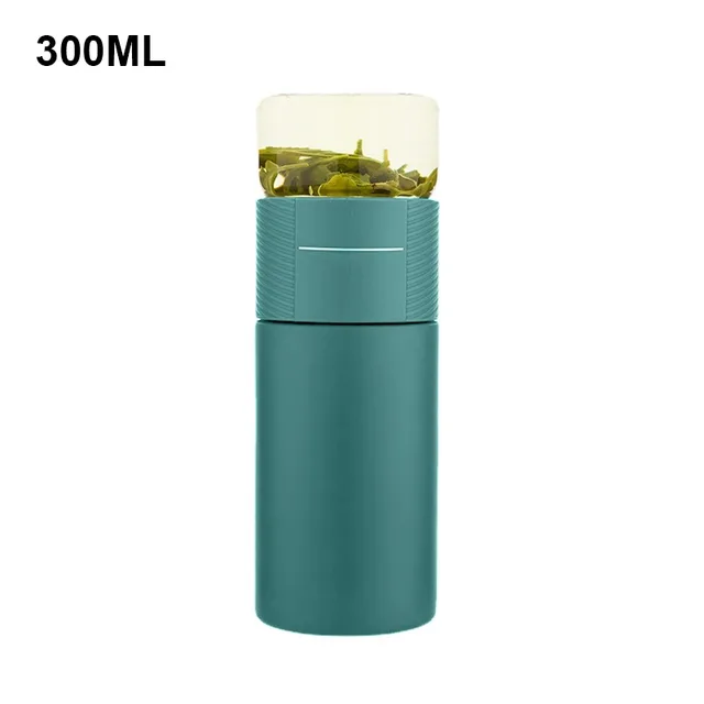 Insulated Cup with Filter 316 Stainless Steel Tea Bottle Tea Infuser Vacuum Cup with Glass Infuser Separates Tea and Water 500ML dark green 300ml